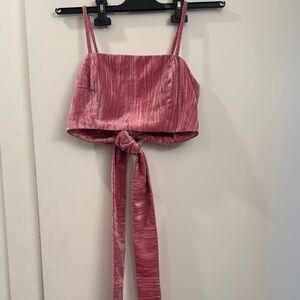 Nasty Gal Pink Velvet tie bandeau top size 6